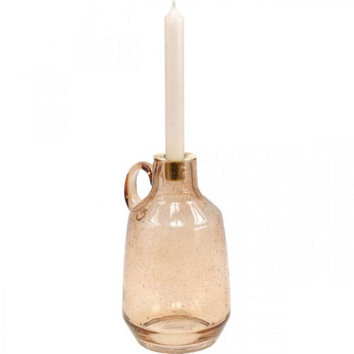 Artikel Kerzenständer Glas Stabkerze Hellbraun Glas Deko H22cm