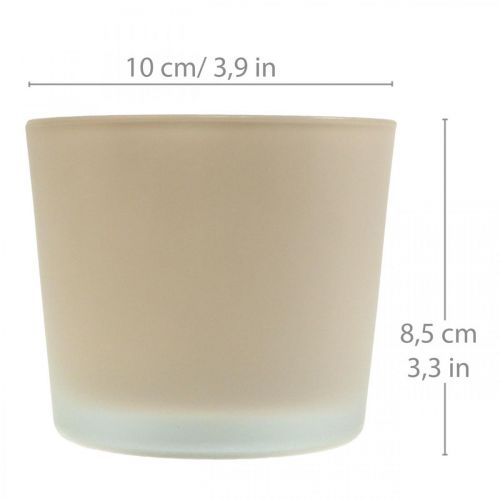 Artikel Glas Blumentopf Beige Übertopf Glaskübel Ø10cm H8,5cm