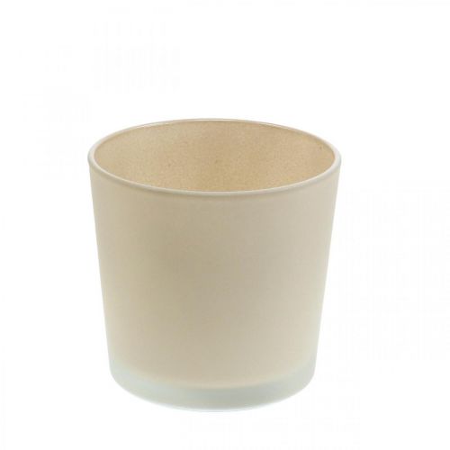 Floristik24 Glas Blumentopf Beige Übertopf Glaskübel Ø11,5cm H11cm