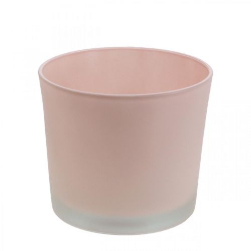 Floristik24 Blumentopf Glas Übertopf Rosa Glaskübel Ø14,5cm H12,5cm