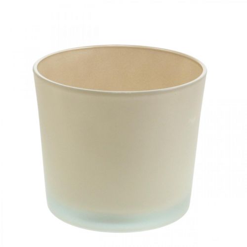 Floristik24 Glas Blumentopf Beige Übertopf Glaskübel Ø14,5cm H12,5cm