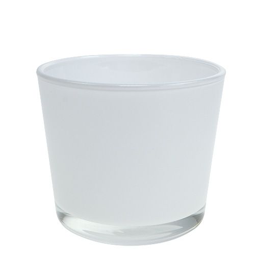 Floristik24 Blumentopf aus Glas Weiß Ø10cm H8,5cm