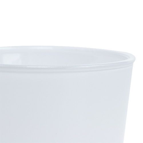 Floristik24 Blumentopf aus Glas Weiß Ø10cm H8,5cm