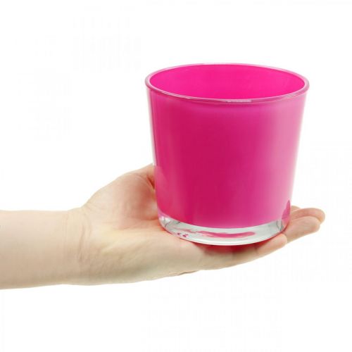 Floristik24 Glaskübel, Übertopf Pflanzgefäß Pink Ø11,5cm H11cm