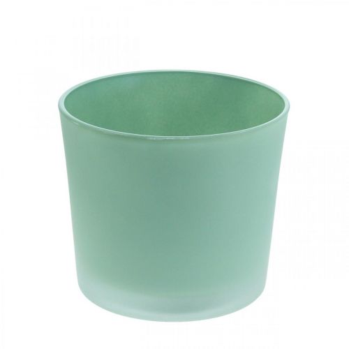 Glas Blumentopf Grün Übertopf Glaskübel Ø14,5cm H12,5cm