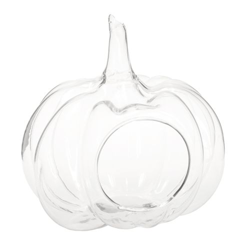 Glaskürbis mit Öffnung Herbstdeko Kürbis Klar Ø21cm H20cm