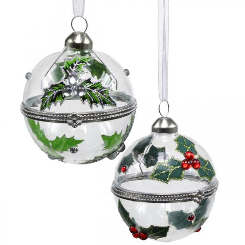 Artikel Christbaumkugeln Glas zum Befüllen Stechpalme Ø6cm 2St