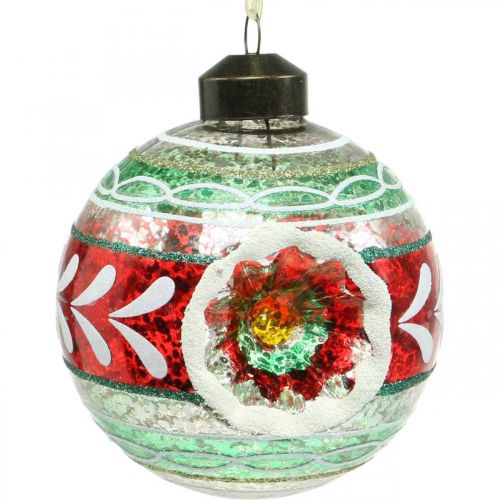 Floristik24 Christbaumkugeln mit Muster, Baumschmuck, Weihnachtskugeln Bunt H9cm Ø8cm Echtglas 3St