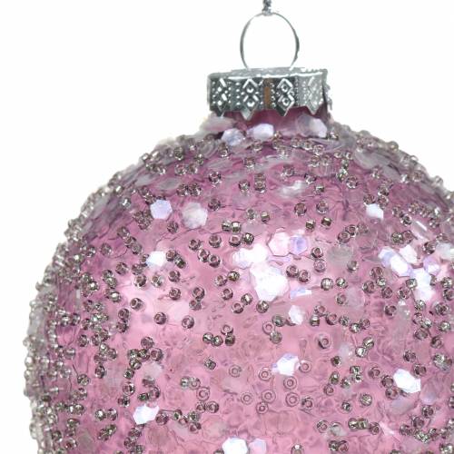 Artikel Christbaumschmuck Glaskugel Lila Pailletten Ø8cm 4St