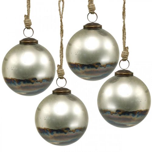 Floristik24 Weihnachtskugeln zweifarbig Glaskugel Blau, Metallic Ø9,5cm 4St