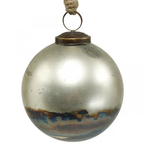 Floristik24 Weihnachtskugeln zweifarbig Glaskugel Blau, Metallic Ø9,5cm 4St