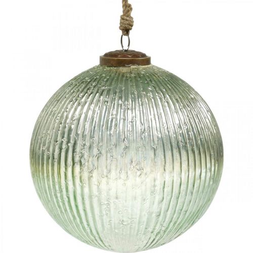 Floristik24 Weihnachtskugel Glas groß zum Hängen Grün, Golden Vintage Ø20cm