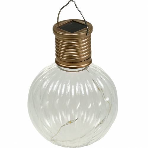 Floristik24 Solar-LED-Lampe Retro-Look Transparent Warmweiß Ø8cm