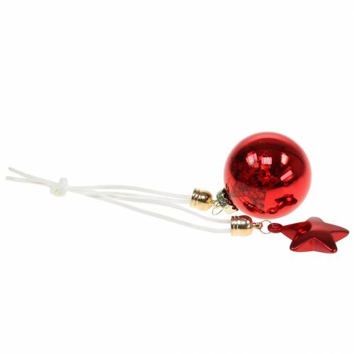 Floristik24 Christbaumschmuck Glaskugel mit Stern Rot 5cm