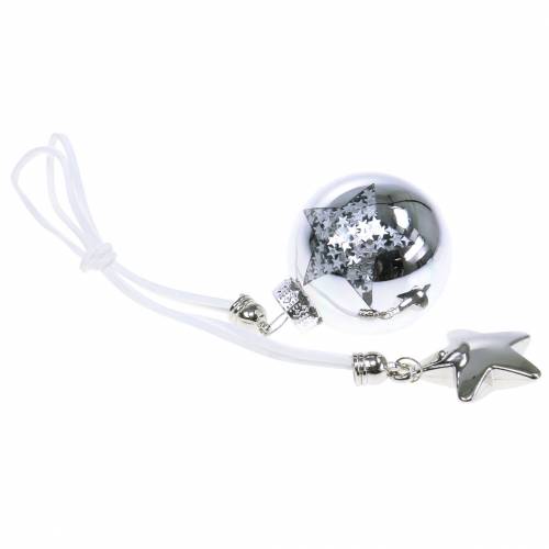 Floristik24 Christbaumschmuck Glaskugel mit Stern Silber 5cm