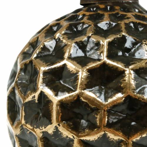 Floristik24 Weihnachtskugel Wabenmuster Braun, Golden Ø10cm 3St