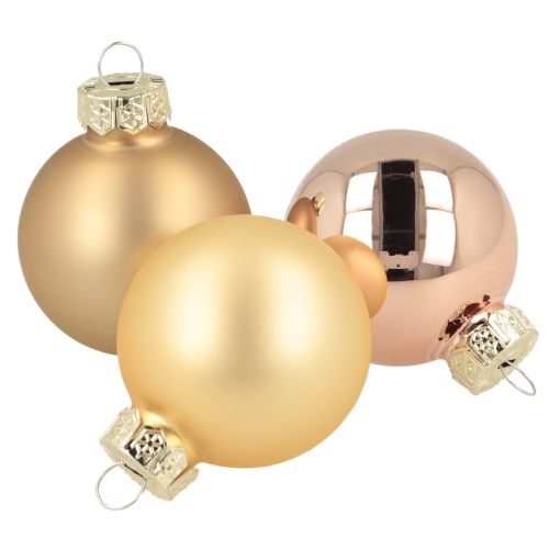 Artikel Glaskugeln Weihnachtskugeln Glas Gold Rosé Ø4cm 24 St