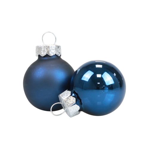 Floristik24 Mini Weihnachtskugeln Glas Blau Glaskugeln Ø2,5cm 20 St