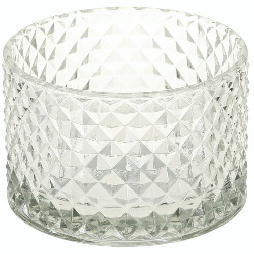 Glasschale Teelichthalter Retro Raute Klar Ø10,5cm 2St