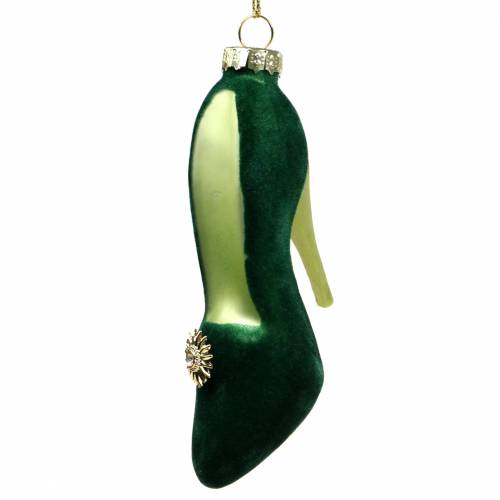 Floristik24 Samtene Glasschuhe Grün 12cm 2St