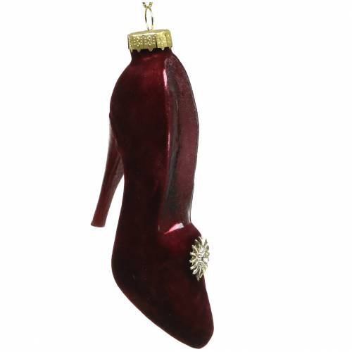 Floristik24 Samtene Glasschuhe Bordeaux, Altrosa 12cm 2St