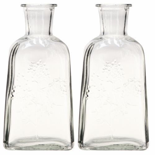 Artikel Glasvase Flaschenvase mit Motiv Vase Glas Klar H19cm 2St