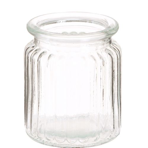 Floristik24 Glasvase Klar Geriffeltes Glas Deko Vase Ø8cm H9cm 6 St