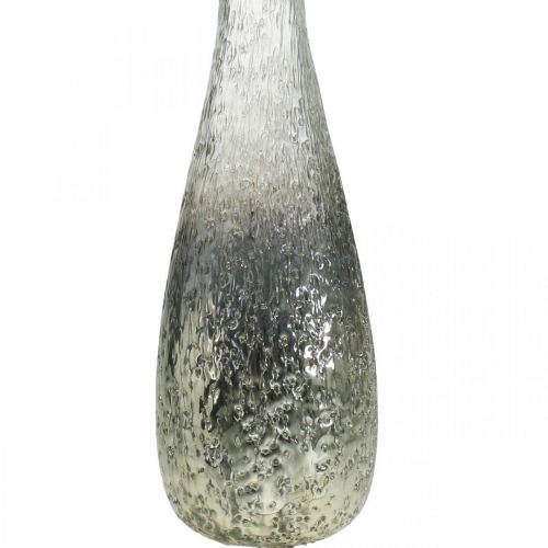 Floristik24 Blumenvase aus Glas, Tischvase zweifarbig Echtglas Klar, Silber H30cm