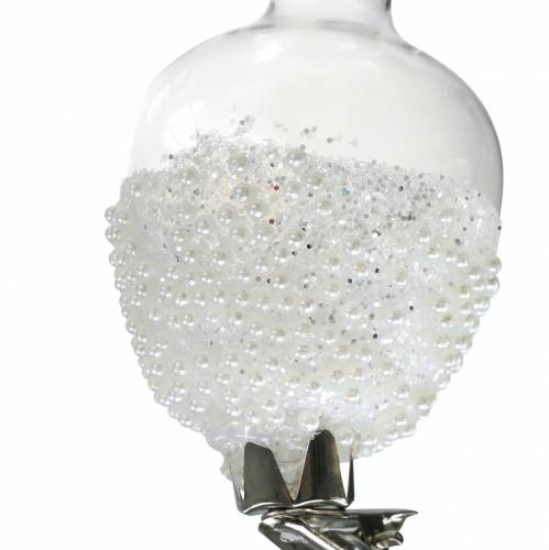 Floristik24 Glasvase mit Clip Glitter und PerlenØ4,9cm H9,5cm Klar 3St