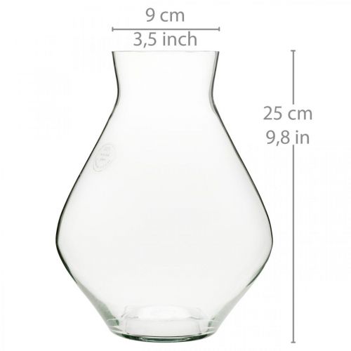Floristik24 Blumenvase Glas bauchig Glasvase klar Deko Vase Ø20cm H25cm