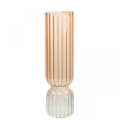 Artikel Glasvase Deko Vase Braun Klar Mini Vase Ø5cm H18cm