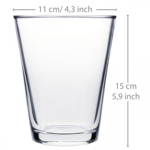 Floristik24 Glasvase Konisch Ø10cm H16,5cm