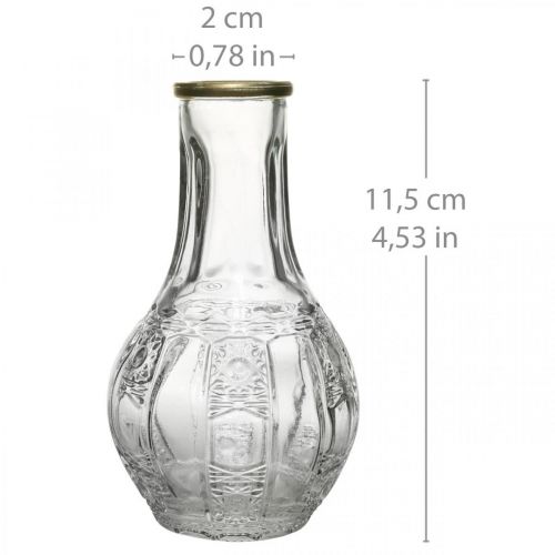 Floristik24 Glasvase Kristall-Optik, Blumenvase mit Goldrand Ø6,5cm H11,5cm