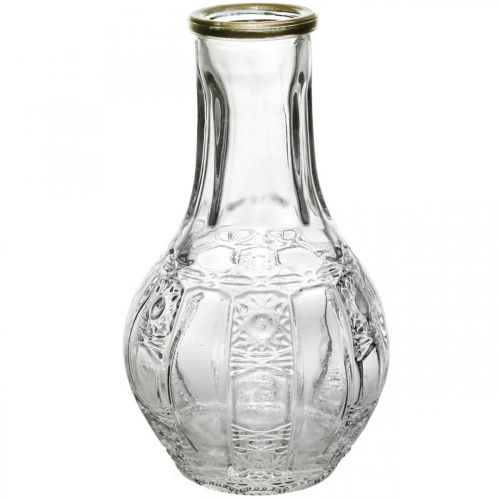 Floristik24 Glasvase Kristall-Optik, Blumenvase mit Goldrand Ø6,5cm H11,5cm