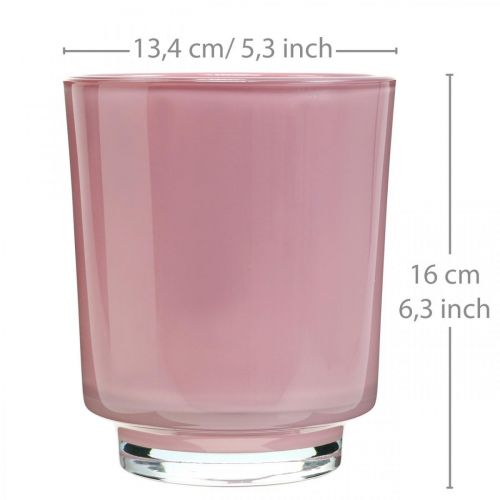 Artikel Orchideen Übertopf Glas Rosa H16cm Ø13,4cm