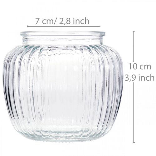 Floristik24 Glasvase gerippt Ø11cm H10cm