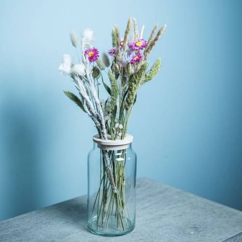 Floristik24 Glasvase mit Deckel Dekovase Lochdeckel Blumen arrangieren