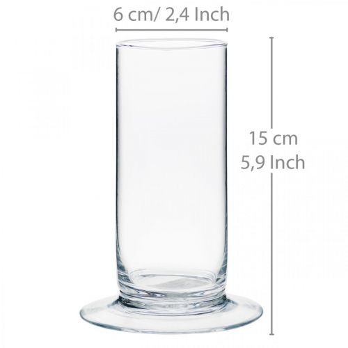 Artikel Glasvase mit Fuß Klar Ø6cm H15cm
