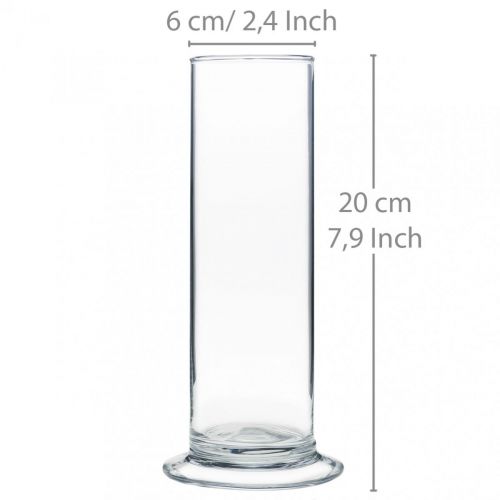 Floristik24 Glasvase mit Fuß Klar Ø6cm H20cm