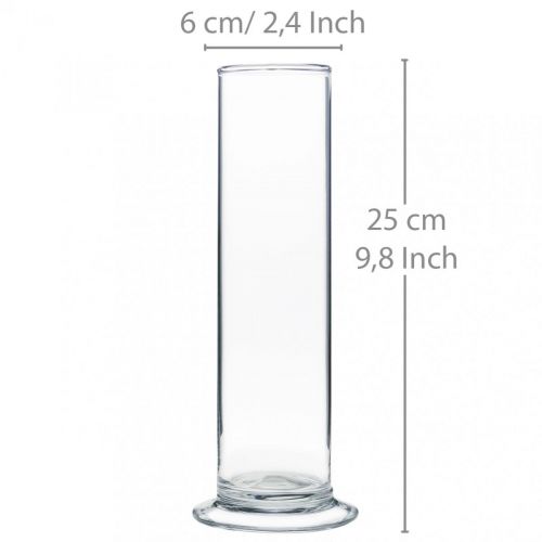 Floristik24 Glasvase mit Fuß Klar Ø6cm H25cm