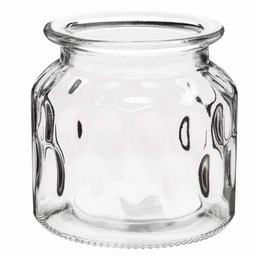 Glasvase mit Muster, Windlicht Glas Klar H11cm Ø11cm