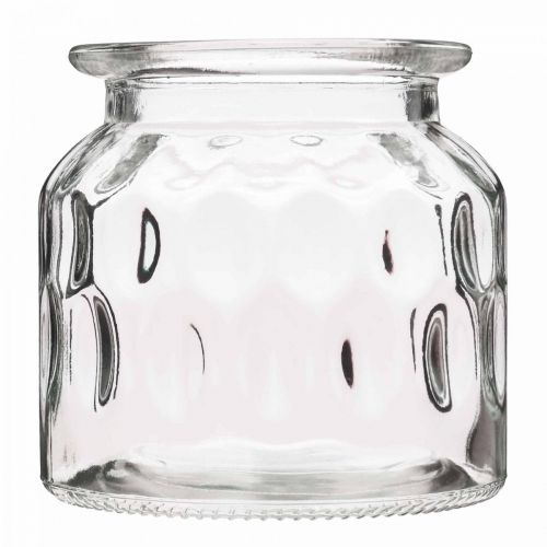 Glasvase mit Muster, Windlicht Glas Klar H11cm Ø11cm