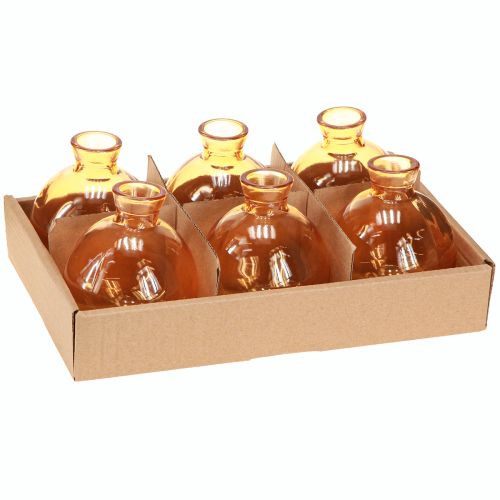 Artikel Glasvasen Bauchig Mini Dekovasen Orange Ø7,5cm H9cm 6 St