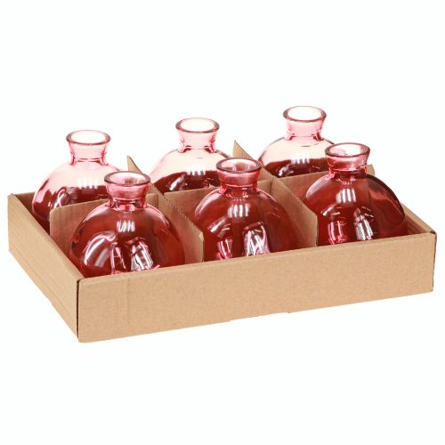 Artikel Glasvasen Bauchig Rosa Retro Minivasen Ø7,5cm H9cm 6 St