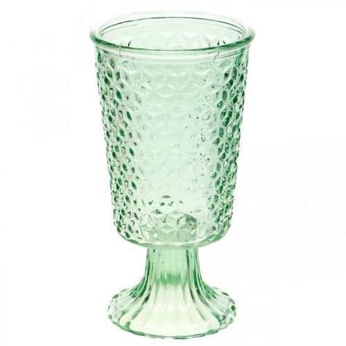 Floristik24 Glas-Windlicht, Pokalglas mit Fuß, Glasgefäß Ø10cm H18,5cm