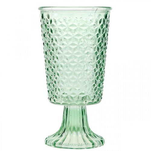 Floristik24 Glas-Windlicht, Pokalglas mit Fuß, Glasgefäß Ø10cm H18,5cm