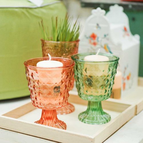 Floristik24 Glaswindlicht Ø11,5cmH15,5cm türkis