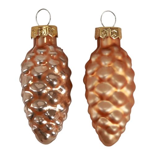 Floristik24 Weihnachtszapfen Glaszapfen Glas Deko Apricot H6,5cm 10 St