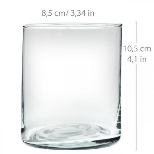 Artikel Glasvase rund, Glaszylinder Klar Ø9cm H10,5cm