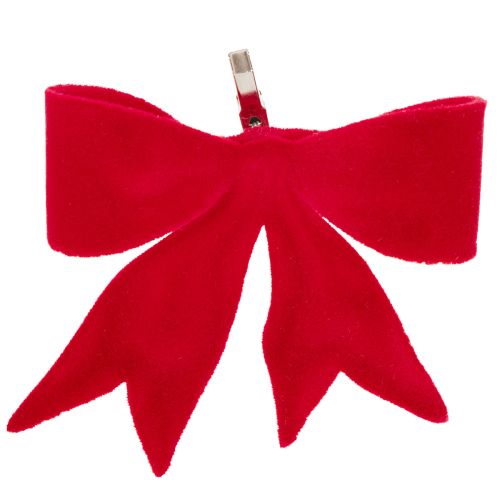Dekoschleifen Rot mit Clip, 11 cm, 4 Stück, für Weihnachtsdekoration